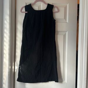 Columbia vintage Silk cotton blend mini dress black with palm tree embroidery S